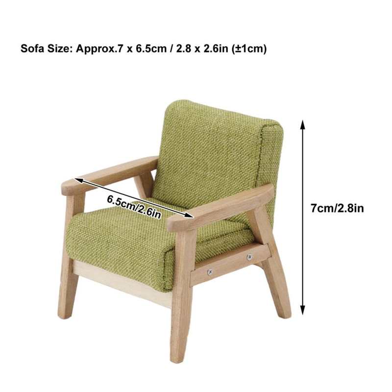 1/12 Miniature Sofa Simulation Dollhouse Sofa Living Room Furniture Children Doll House DIY Pretend Play Role Toys