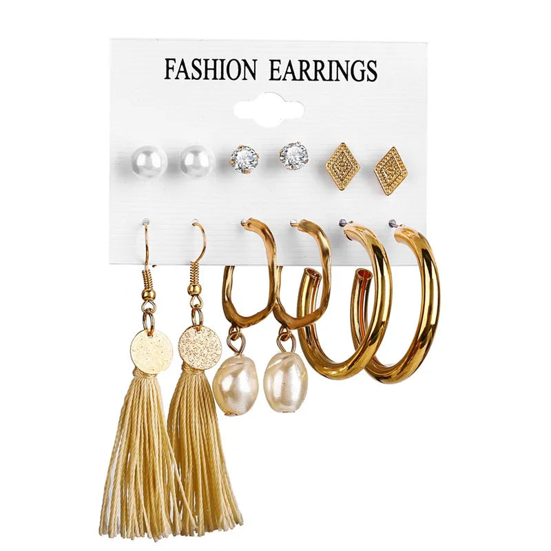 17KM Vintage Tassel Acrylic Earrings for Women Bohemian Earrings Set Big Dangle Drop Earring 2020 Brincos Female Jewelry