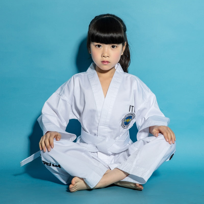 Profession ITF Taekwondo Uniform White Professional Taekwondo Dobok Exquisite Embroidery Taekwondo Suit for Children Adult