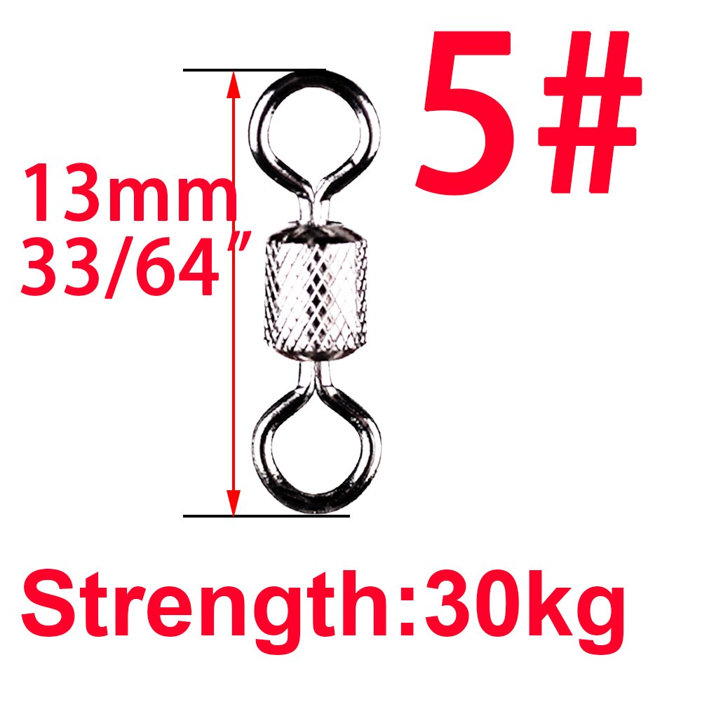 50pcs/Box Stainless Steel Fishing Connector Barrel Swivel Rolling Ball Sinker Tool Tackle Goods for Fly Fishing Hook Lure