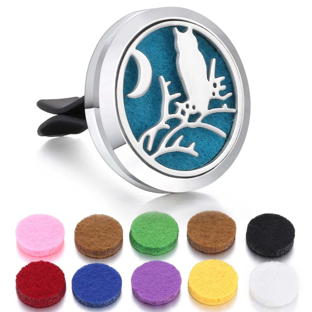Aromatherapy Jewelry Car Perfume Diffuser Clip 30mm Flower Tree of Life Perfume Essential Oil Diffuser Locket Pendant Necklace