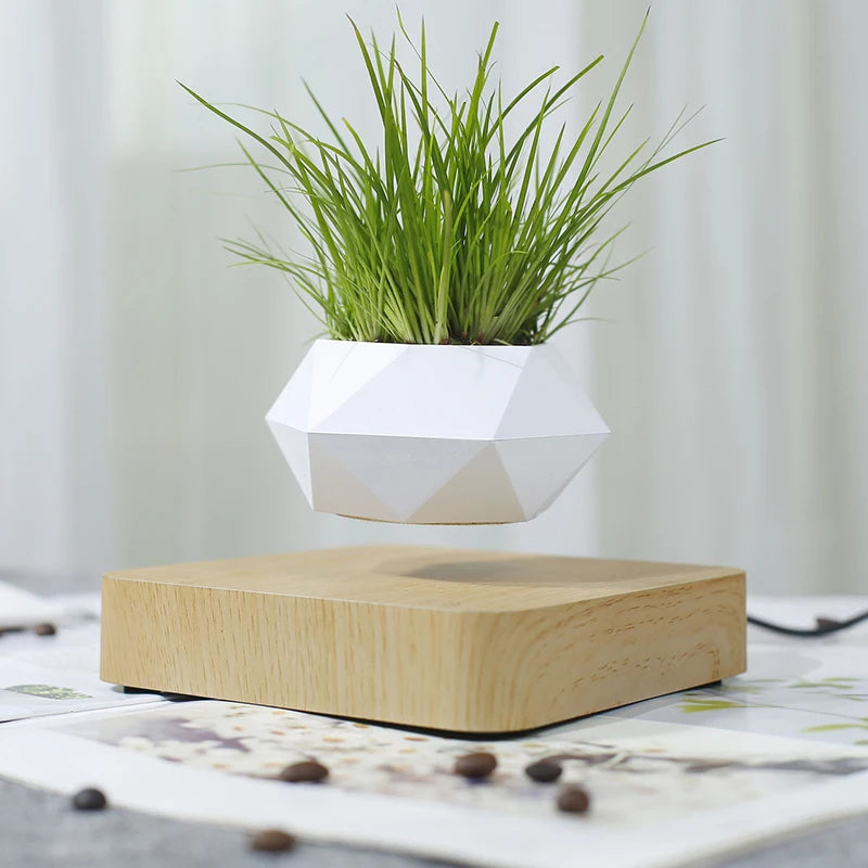 Levitating Air Bonsai Pot Rotation Planters Magnetic Levitation Suspension Flower Floating Pot Potted Plant Desk Decor