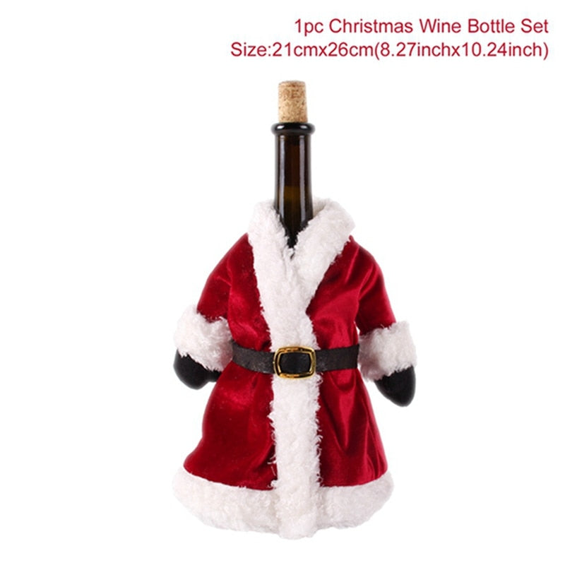 Christmas Wine Bottle Cover Merry Christmas Decor for Home 2023 Navidad Noel Christmas Ornaments Xmas Happy New Year 2024