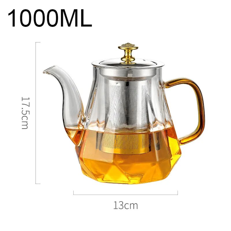 Glass Teapot Heat Resistant Tea Pot With Stainless Steel Tea Infuser Clear Tea K