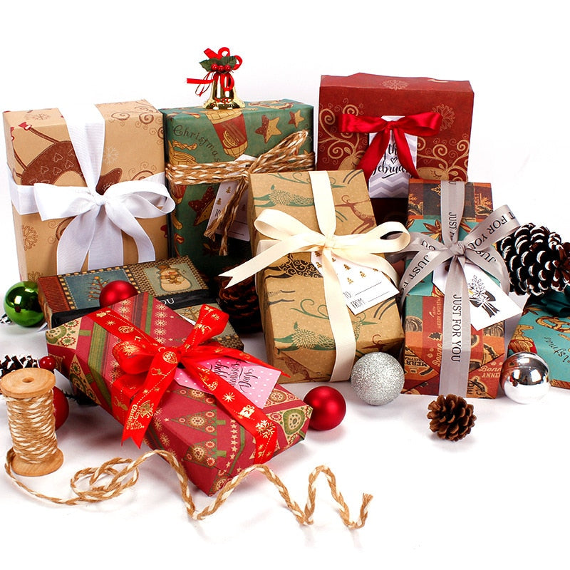 10pcs 50x70cm Christmas Packing Paper Retro Style Kraft Paper Christmas Hom