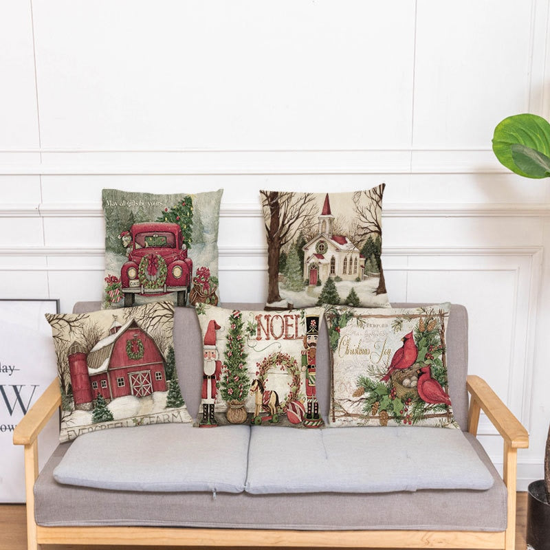 Merry Christmas Decoration Pillow Cover 45x45cm Linen Pillowcase Christmas Decorations for Home Soldier Cushion Cover