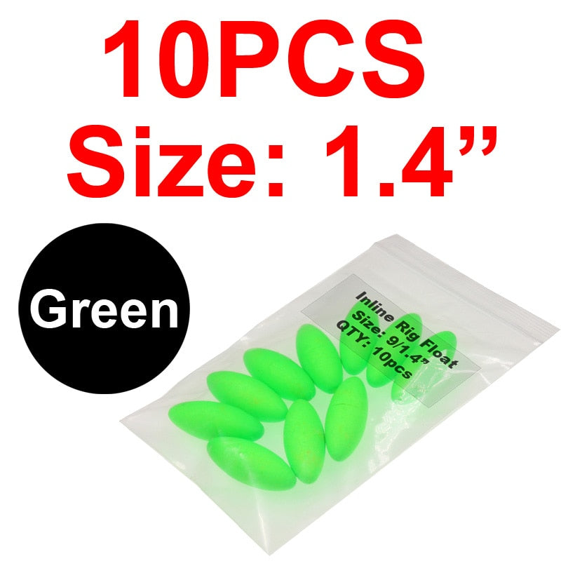 JIGEECARP 10pcs Catfish Fishing Rig Float Buoyancy Inline Bobber Float Saltwater Fishing Floats Accessories Snappers Rigs