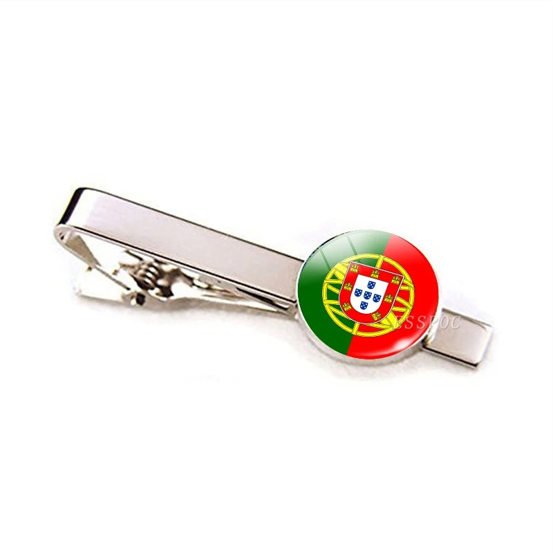 30 Countries National Flag Tie Clips Men Metal Necktie USA Flag Clip Pins Button Wedding Suit Accessories