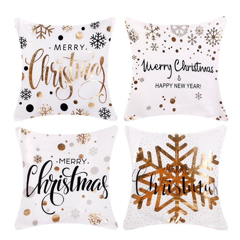 QIFU Cotton Linen Merry Christmas Cushion Covers 45x45cm Decorative Christmas Pi