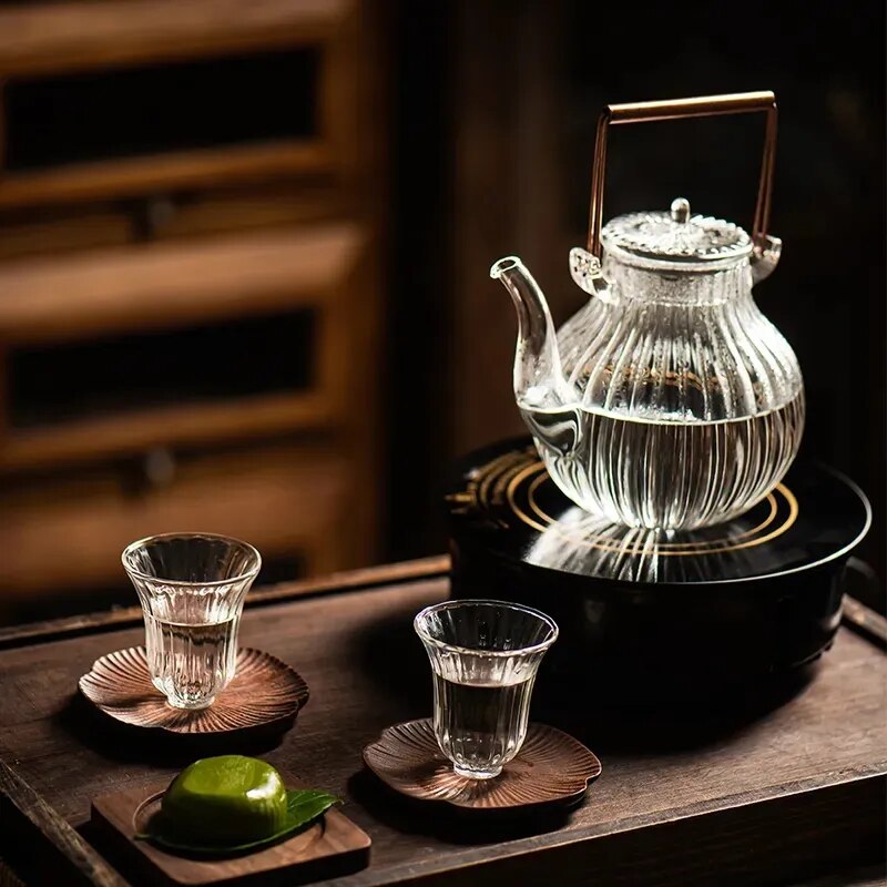 750ml Heat Resistant Glass Teapot Cup Set Handmade Chrysanthemum Petals Shape Go