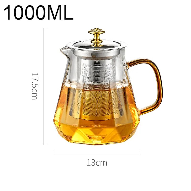 Glass Teapot Heat Resistant Tea Pot With Stainless Steel Tea Infuser Clear Tea K