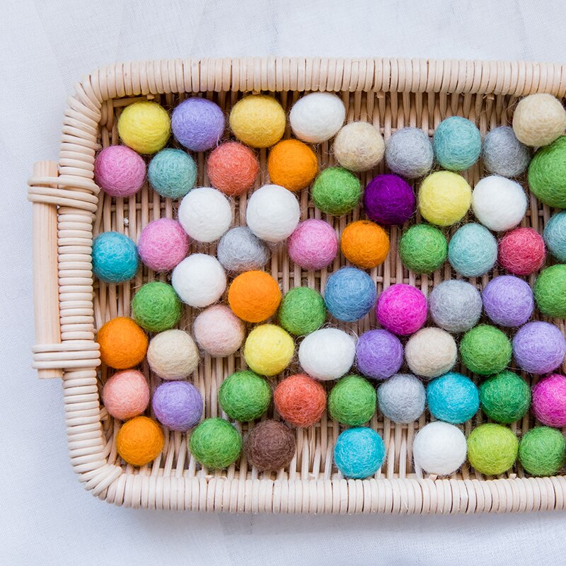 Nepal Wool Ball 100PC 2cm Multicolour Felt Balls Christmas Decor Baby Room DIY Rattle Handmade Crafts Baby Accessories