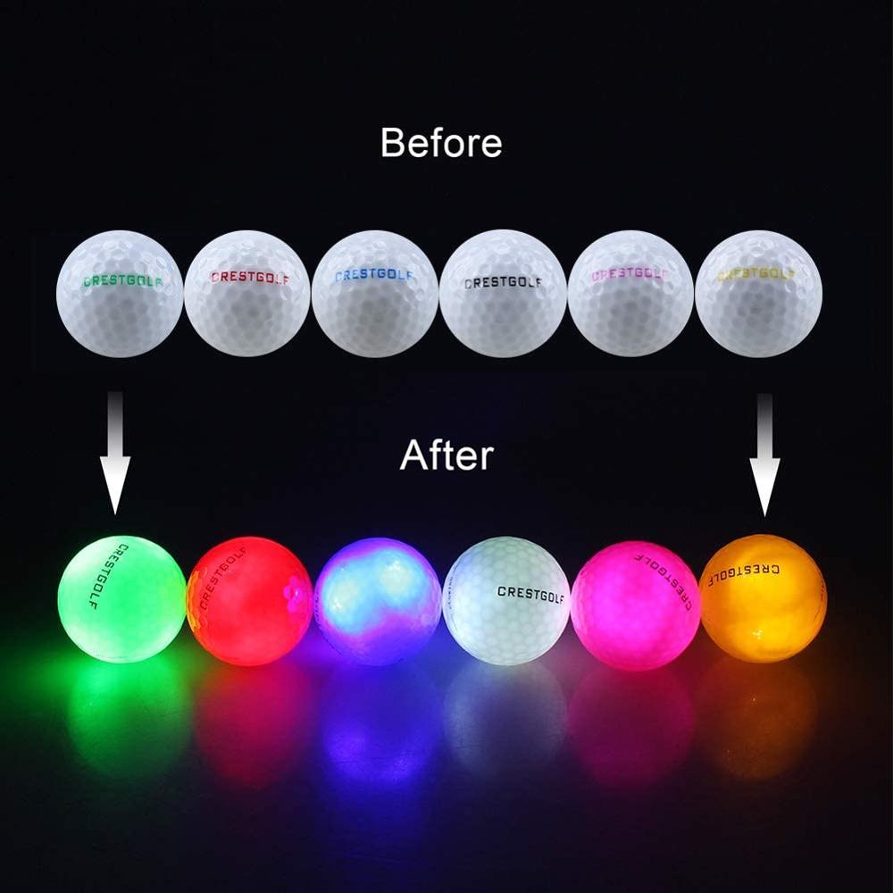 Crestgolf Golf Ball With Logo 3pcs/6pcs/10pcs/30pcs/Pack Night Glow Light Glow LED Golf Ball-Six Color for Your Choice