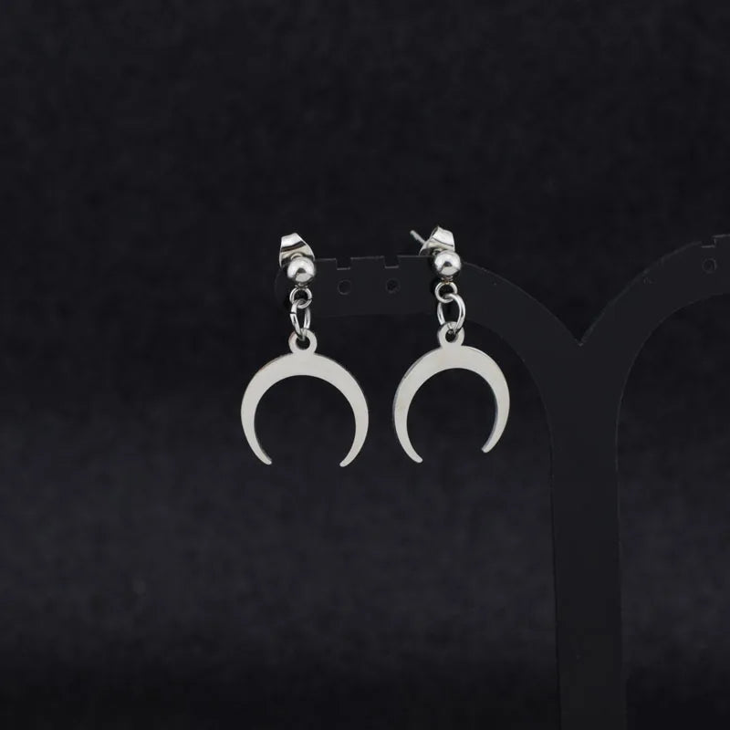 Men Punk Earrings Feather Tassel Long Chain Pendant Stainless Steel Stud Earring Trend Rock Hipster Ear Clip