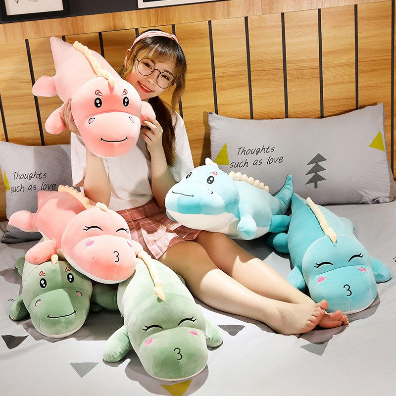 New Big Size Long Lovely Dinosaur Plush Toy Soft Cartoon Animal Dinosaur Stuffed Doll Boyfriend Pillow Kids Girl Birthday