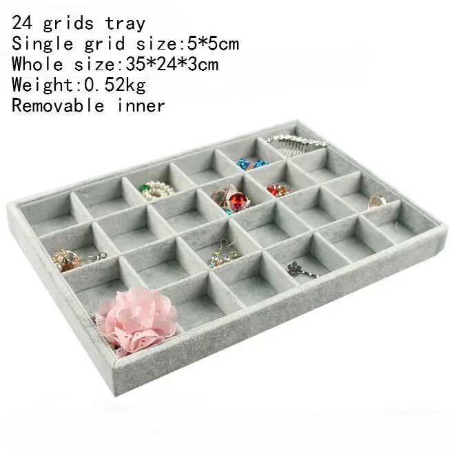 High Level Gray Velvet Ring Bracelet Necklace Watch Pendant Stud Earring Hand Catenary Jewelry Tray Plate Holder Display Packing