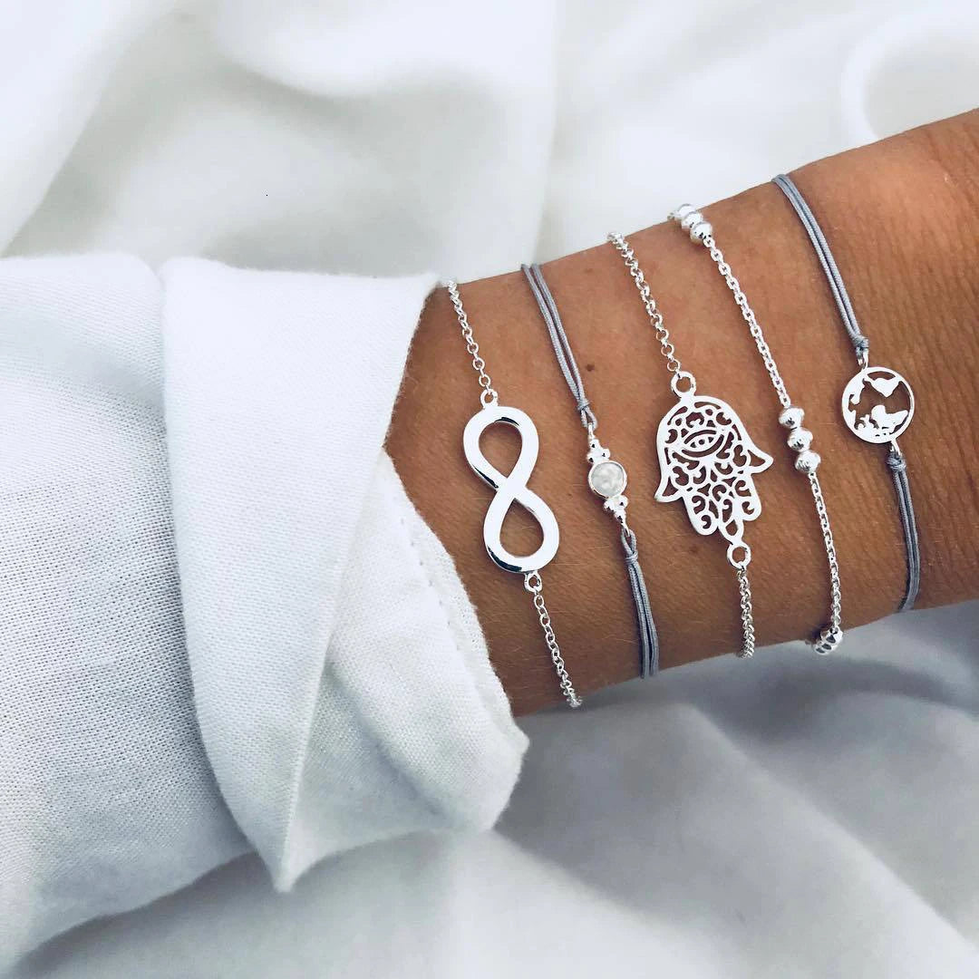 Boho Rope Bracelets & Bangles for Women Bohemian Beaded Charm Bracelet Femme Se Multilayer Jewelry Accessories Bijoux