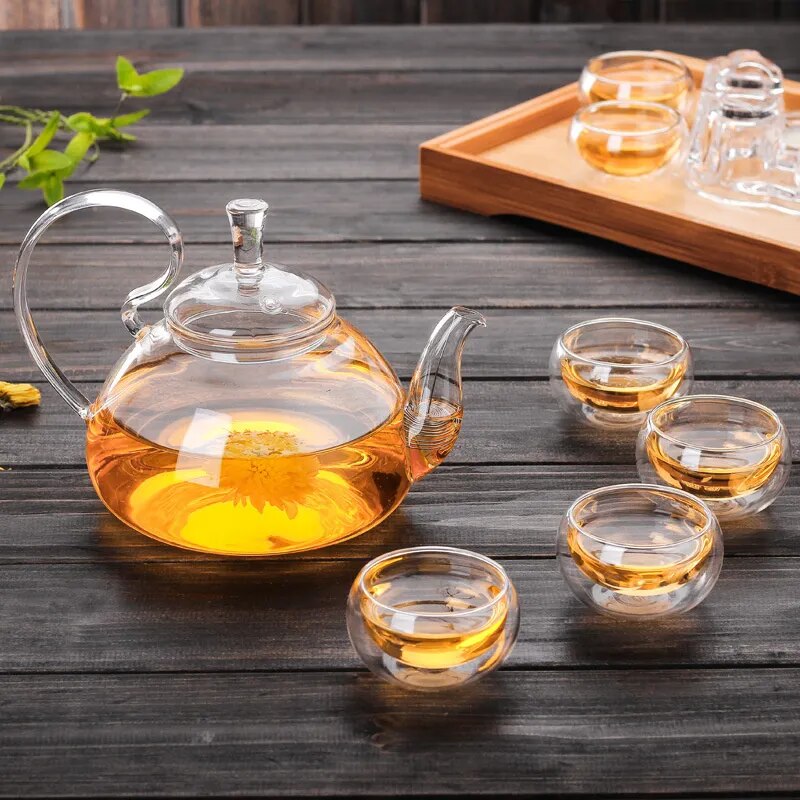 New Flower Puer Glass Tea Teapot Kung Fu Tea Maker With Heat Resistant Chinese G