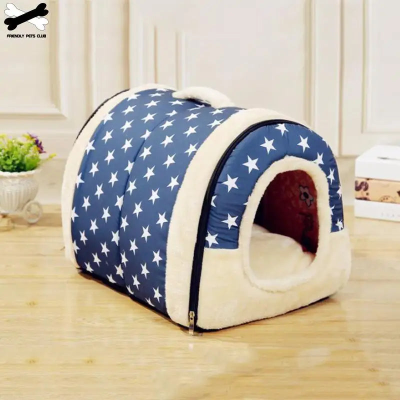 Large Pet Dog Bed Cat House Cave Comfortable Print Stars Kennel Mat for Pet Puppy Winter Summer Foldable Cat Bed Pet Supply