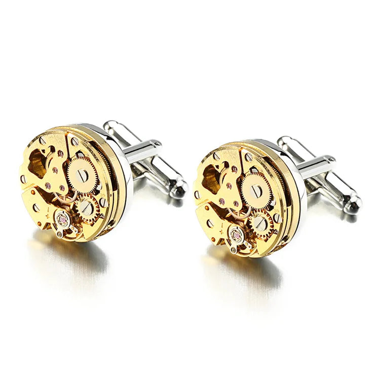 Hot Watch Movement Cufflinks for Immovable Stainless Steel Steampunk Gear Watch Mechanism Cuff Links for Mens Relojes Gemelos