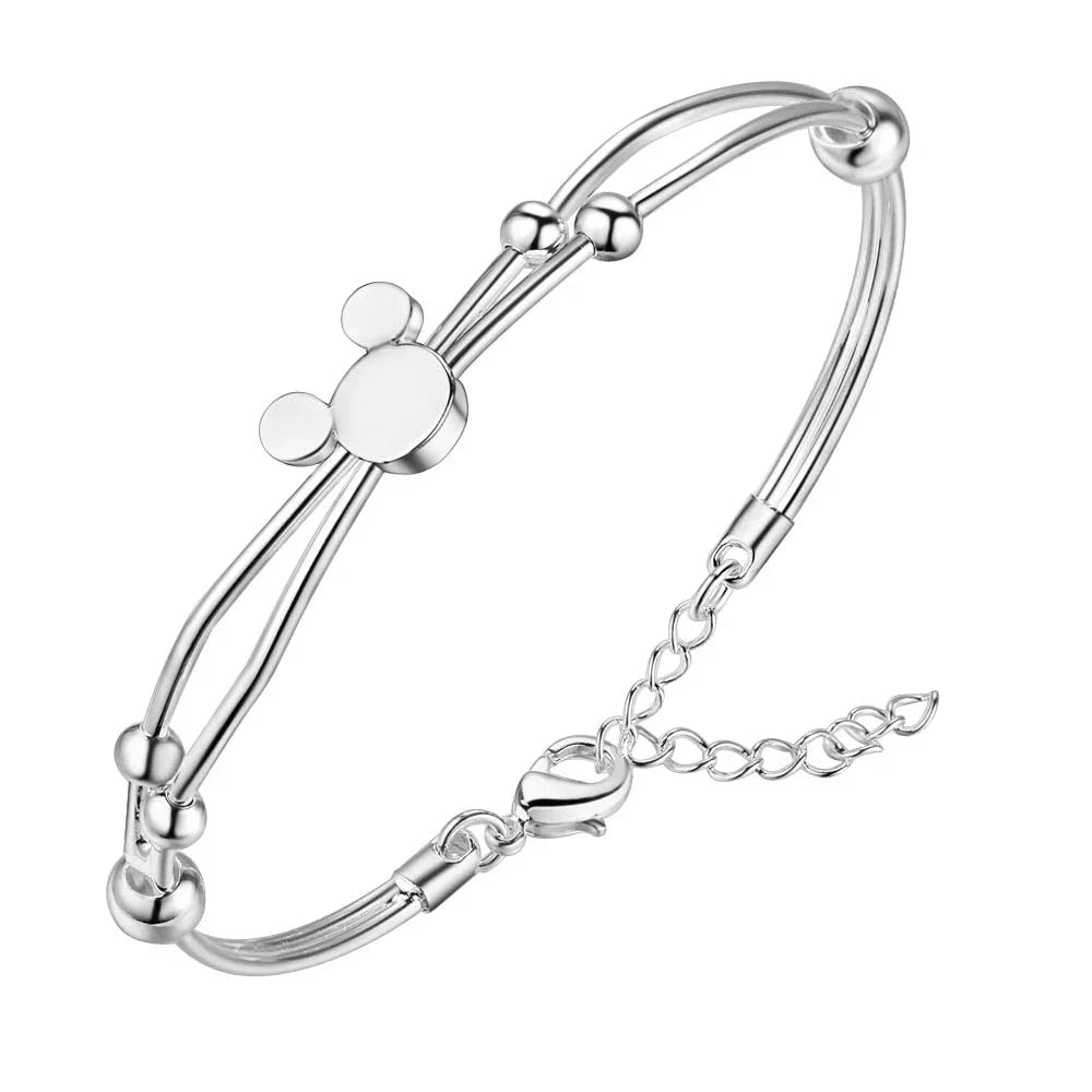 925 Silver Color Exquisite Luxury Gorgeous Fashion Wedding Women Lady Bracelet Bangle Charm Stamped Nice Birthday