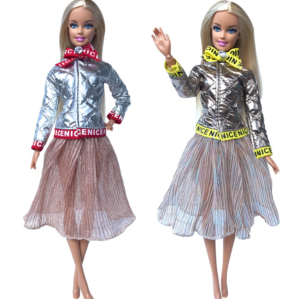 NK Mix 2 Pcs /Set Daily Wear Casual Couple Doll Dress for Barbie Doll Accessories Boy Girl Clothes Toy for Ken Doll 2GK JJ