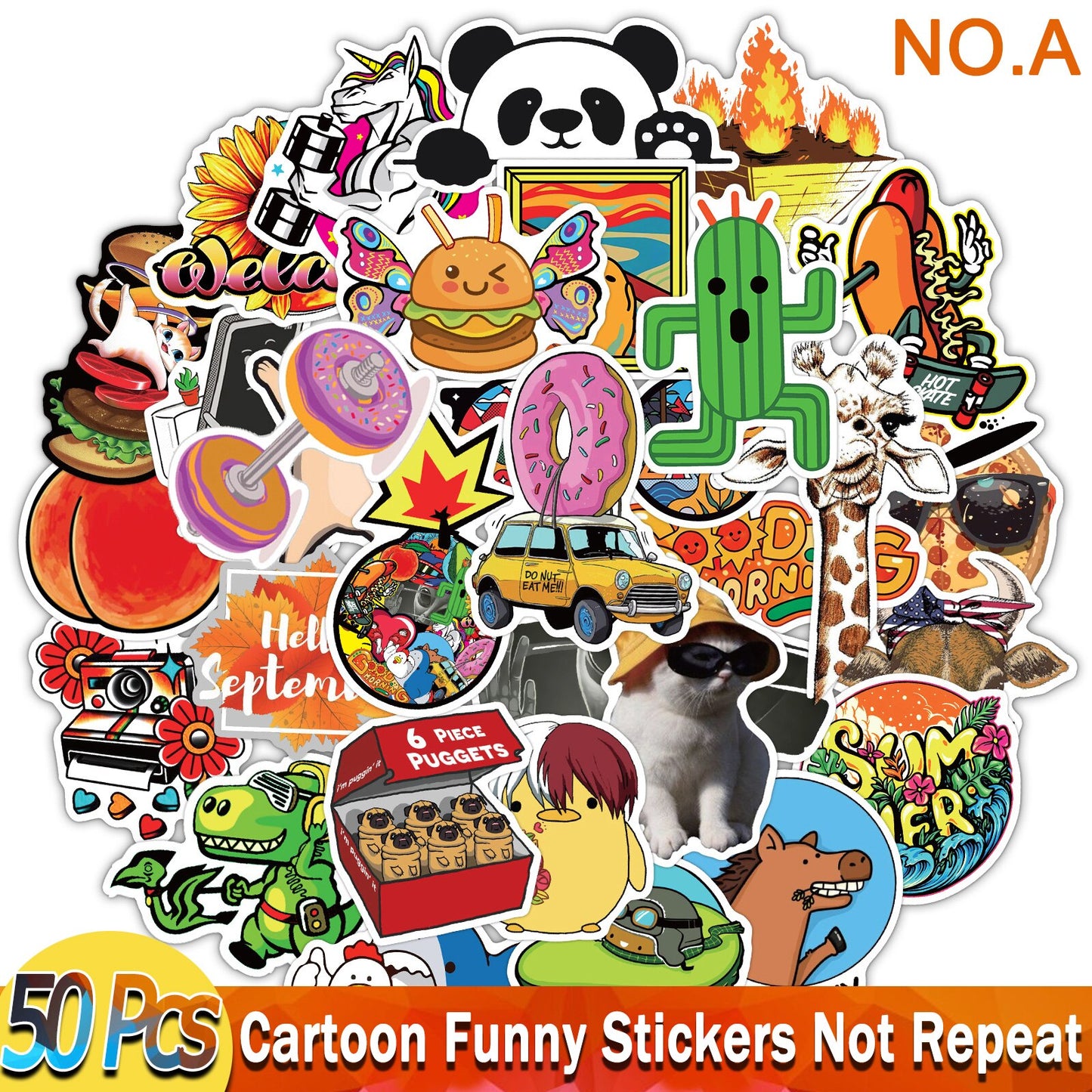 YAMIOW Anime Stickers Cartoon Animals Neon Light Butterfly Dogs Style Skateboard Sticker for Laptop Car Luggage Bicycle Guitar