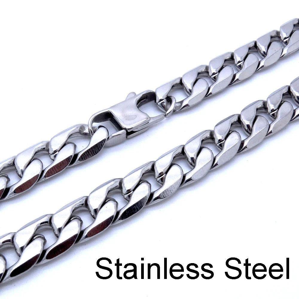 12mm 18'' - 36'' Inches Customize Length Mens High Quality Stainless Steel Necklace Curb Cuban Link Chain Fashion Jewerly