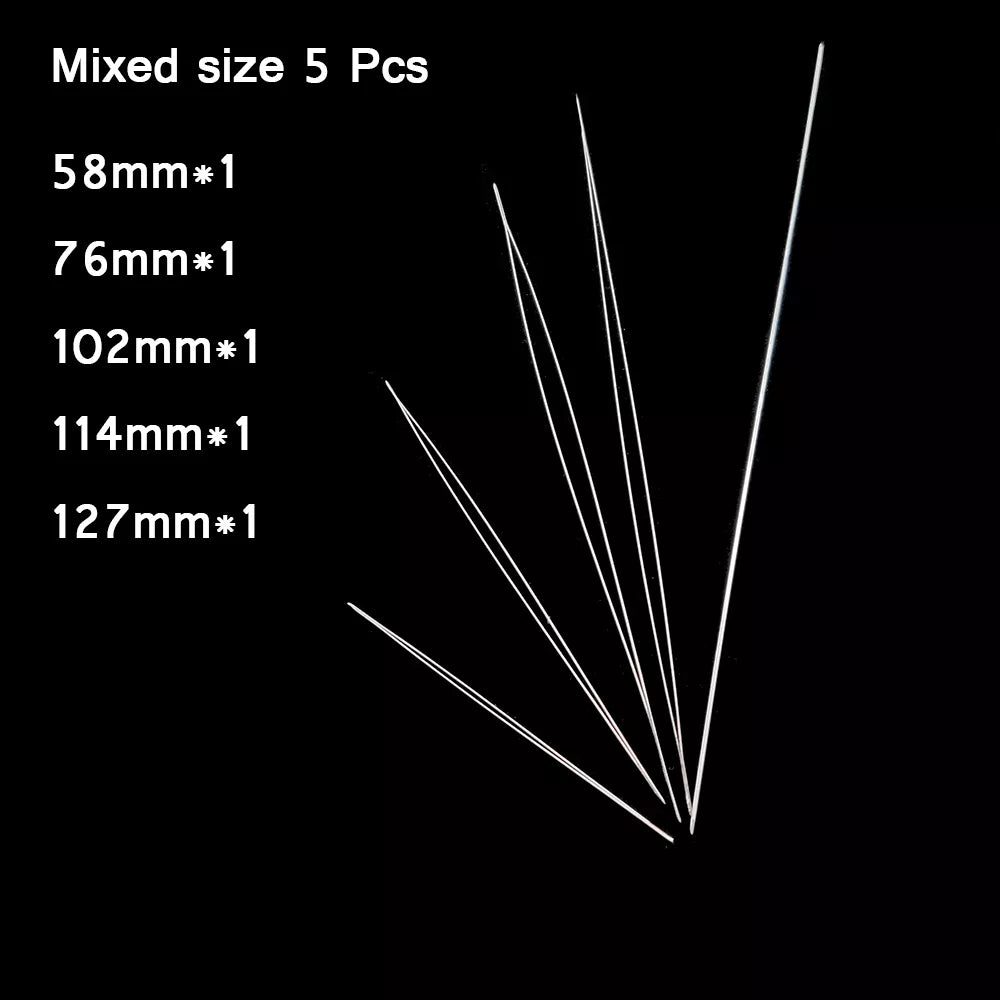 WLYeeS 5Pcs Central Opening Curved Beading Needles Stainless Steel Tools Pins for Bead Threading String Cord Easy Jewelry Making