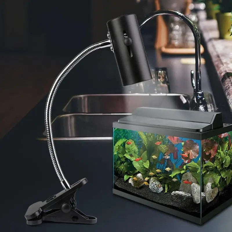 Turtle Fish Tank Reptile Heating Light Holder 360 Degree Rotation E27 Lamp-Socket Clip-On Bulb With Lamp Clip Cover уф лампа для