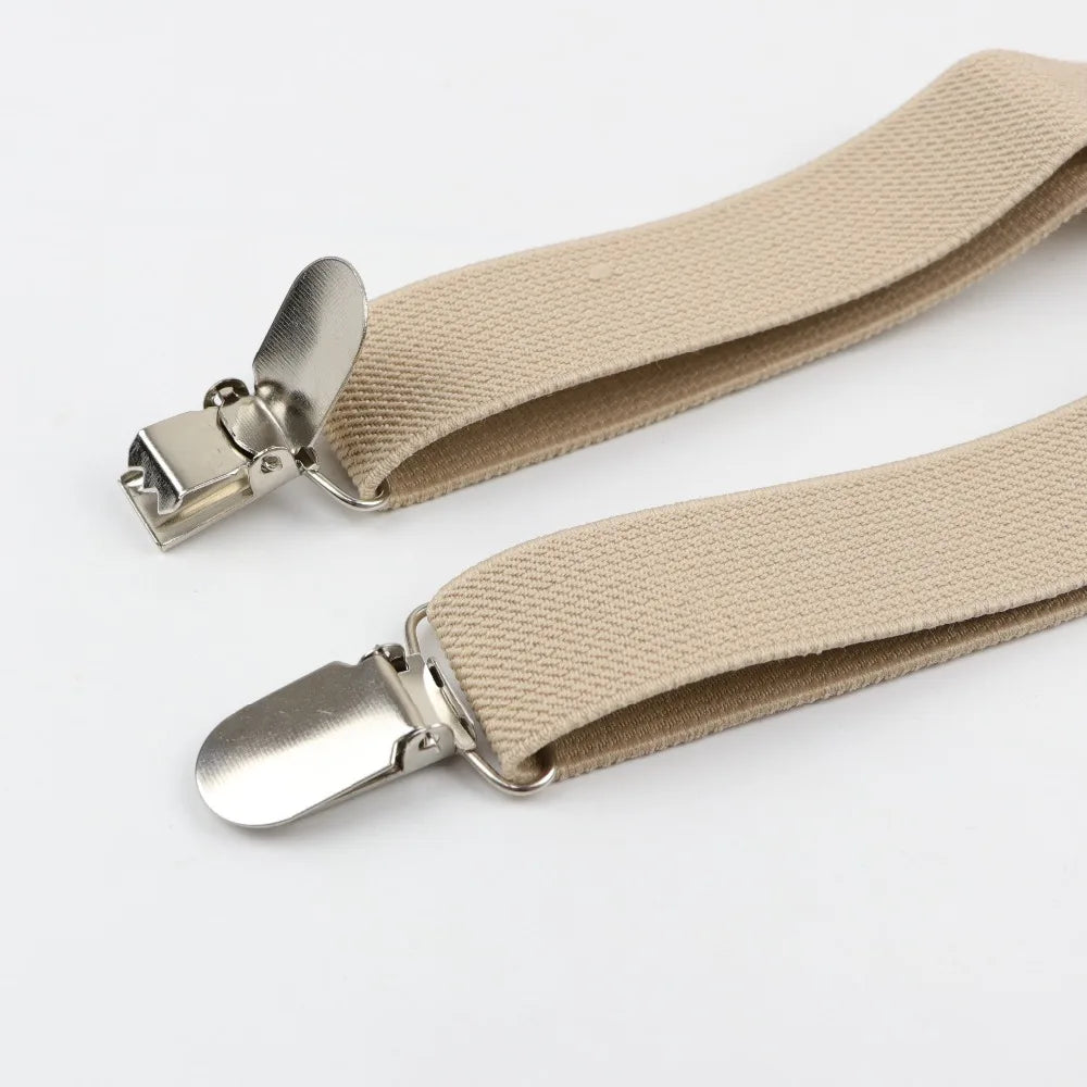 Solid Color Children Belt Bowtie Set Baby Boys Suspenders Polyester Y-Back Braces Two Colors Bow Tie Adjustable Elastic Kids