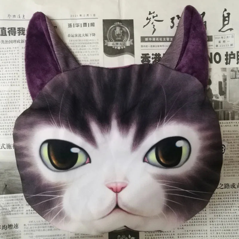Creative 3D Printed Cat Dog Pets Face Car Headrest Car Neck Support Supplies Neck Safety Cushion Case Without Filling