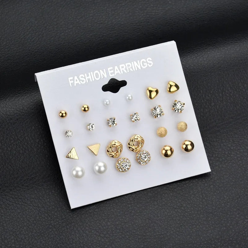 Modyle New Hot Sell Small Stud Earrings Set for Women Girl Punk Stud Earrings Set Personality Party Jewelry Brincos
