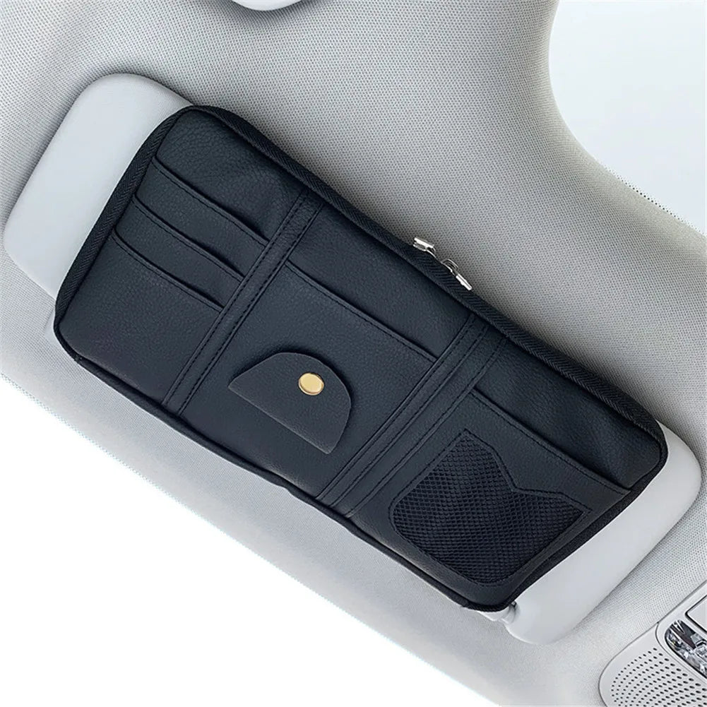 Car Styling Sun Visor Organizer Multifunctional Visor Storage Bag Sunglasses Holder Card Ticket Organizer Pouch Car Accessories