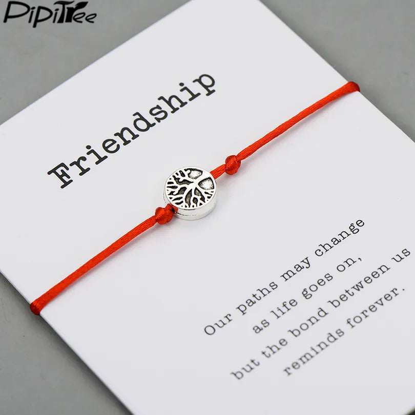 Pipitree Life Tree Charm Bracelets for Women Men Children Lucky Red String Friendship Wish Bracelets Jewelry Adjustable