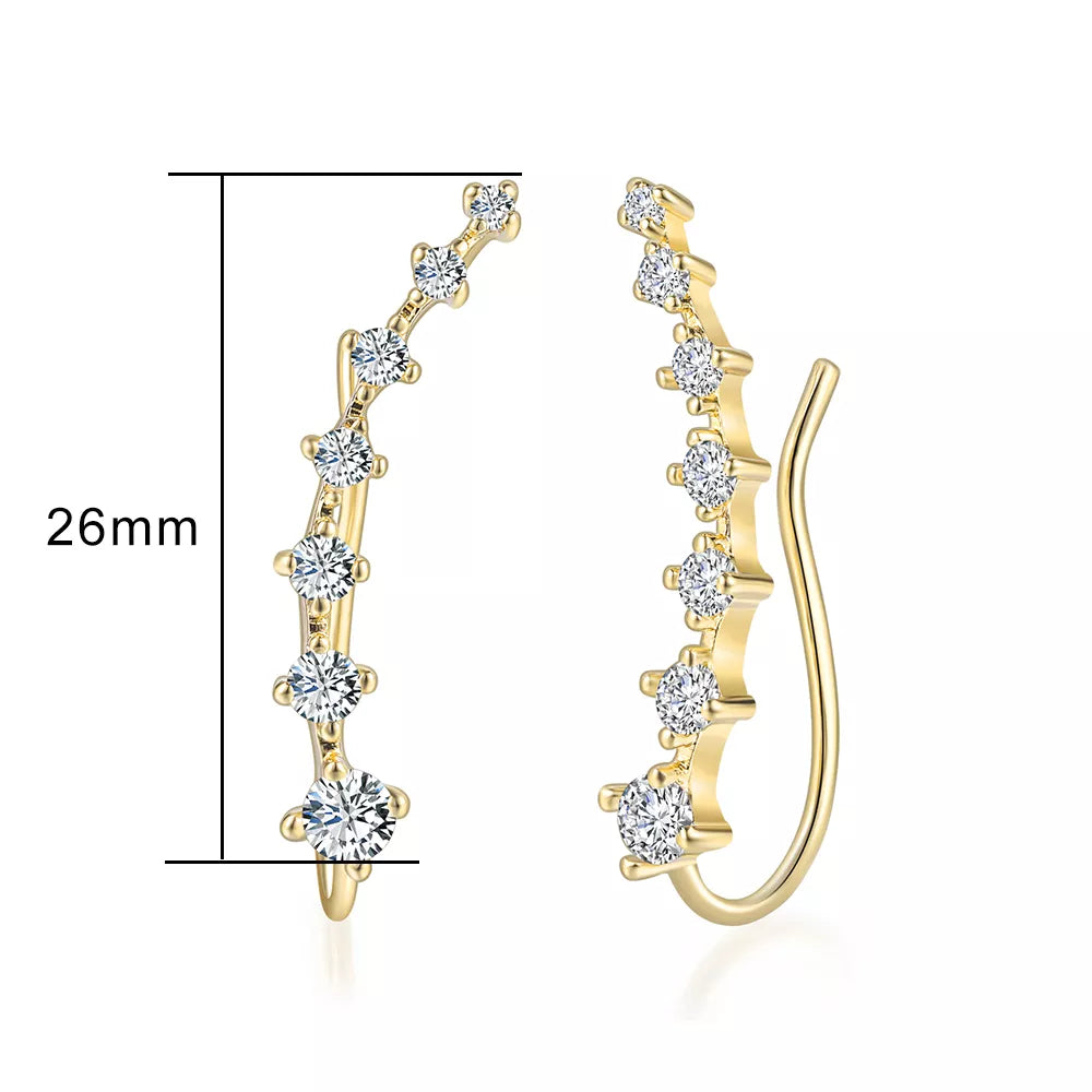 Long Dipper Ear Hook Clip on Earrings for Women Four-Prong Setting Zircon Climbing Ear Cuff Earrings Fashion Jewelry E527