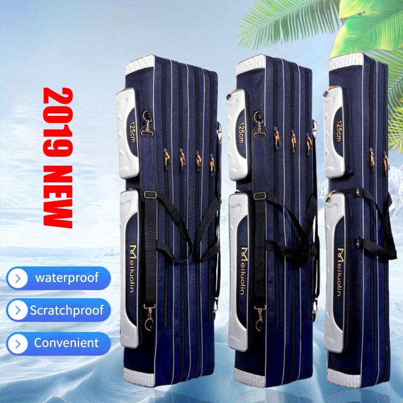 80cm 110cm 120cm Thick Oxford Fishing Bags Foldable Fishing Rod Fishing Pole Tools Storage Bag Large Capacity Pesca Bag XA114G