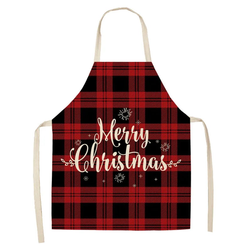 Linen Merry Christmas Apron Christmas Decorations for Home Kitchen Accessories Natal Navidad 2023 New Year Christmas