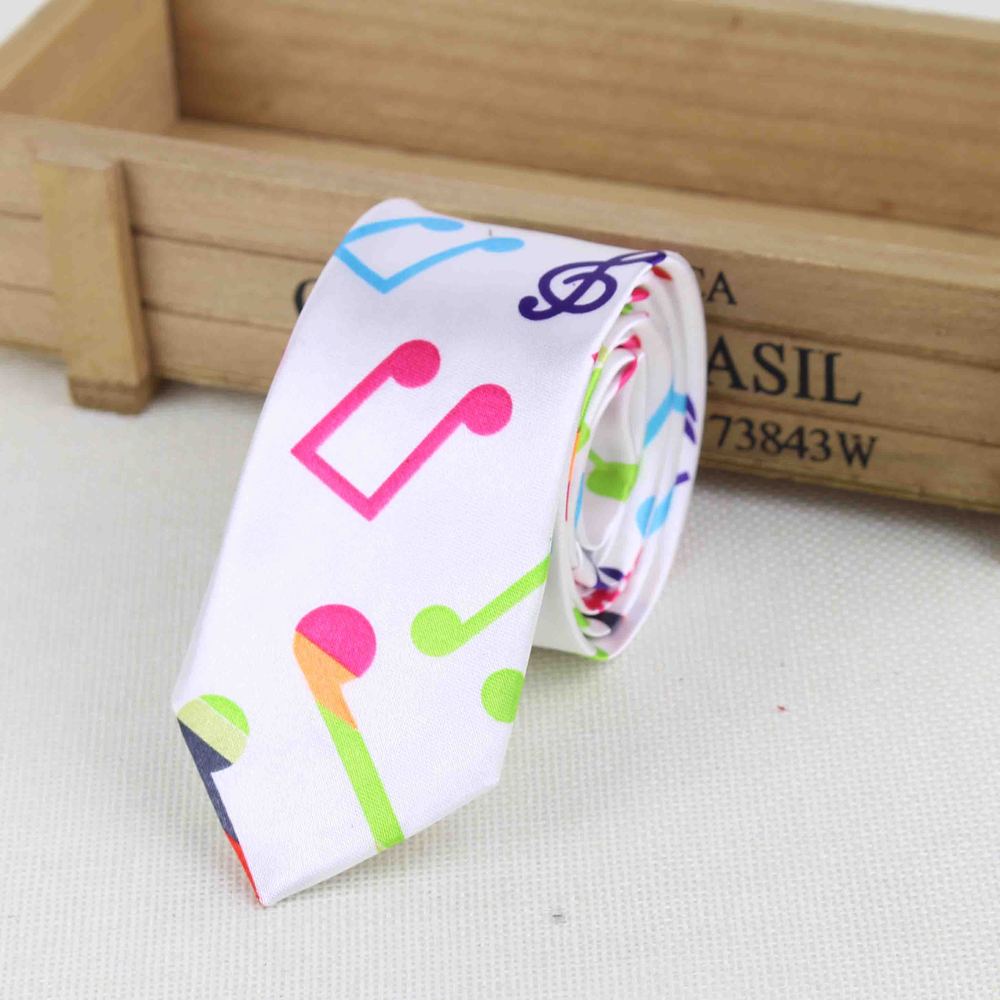 Men's Fashion Neckties Helloween Festival Christmas Tie Soft Designer Character Necktie Music Score Piano Guitar