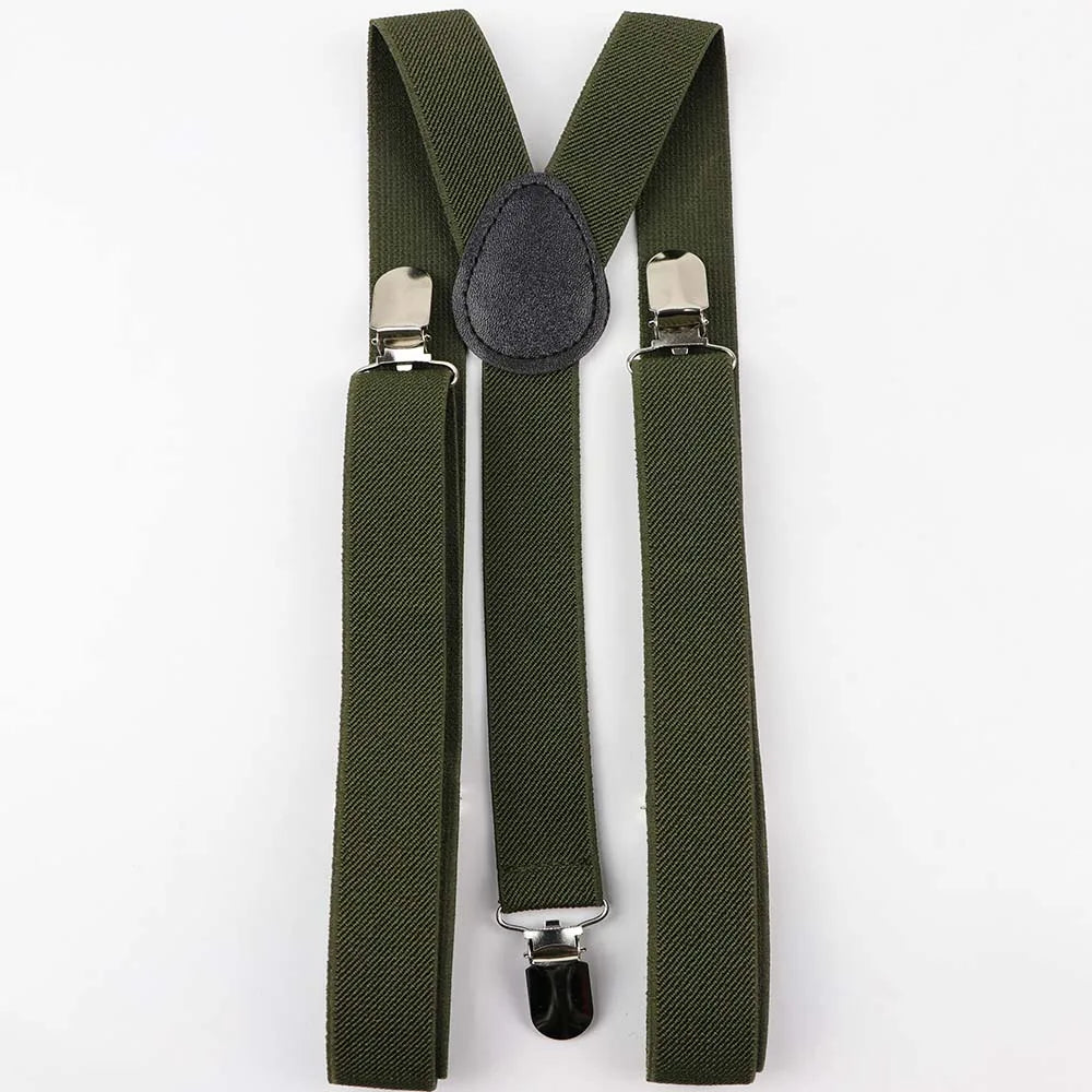 Solid Color Man's Belt Men Women Suspenders Polyester Y-Back Braces Adjustable Elastic