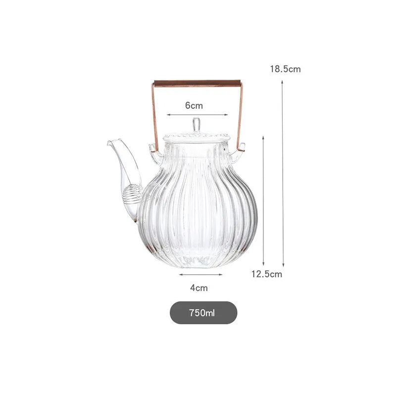 750ml Heat Resistant Glass Teapot Cup Set Handmade Chrysanthemum Petals Shape Go