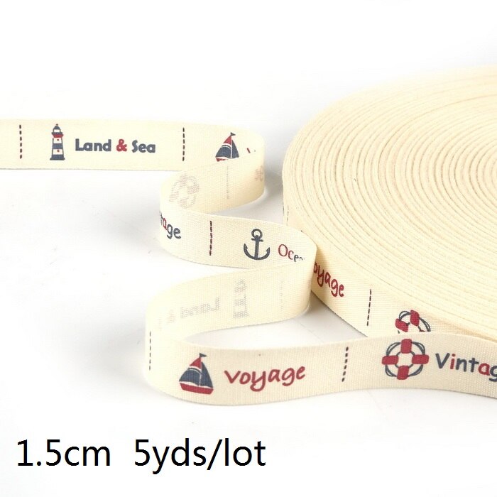 5yards Cartoon Printed Cotton Ribbons Hairbows Christmas Decoration for Home Gif
