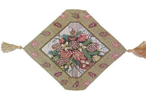 DaDa Bedding Set of 3-Pieces Table Runners - Festive Holiday Fiesta Floral Botanical Beige Woven Tapestry Dining Mats Sc