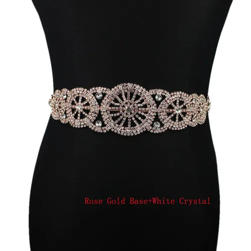 Handmade Silver Bridal Belt Rhinestone Waistband Applique for Evening Prom Dresses Wedding Decoration White Beige Sash Ribbon