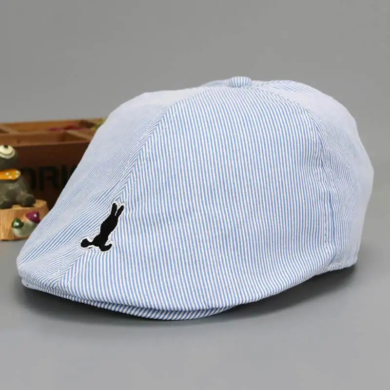 Cute Kids Striped Beret Boys Girls Solid Baseball Cap Cotton Beret Hat Children Peaked Caps