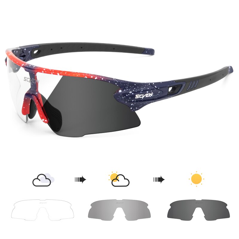 SCVCN Photochromic Bicycle Glasses Men’s Women Sports Runing Cycling Sunglasses UV400 Fishing Eyewear Mtb Bike Bicycle Goggles