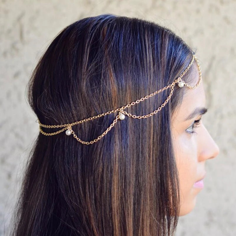 Boho Draping Crystal Bride Hair Accesories New Fashion Elegant Head Chain Hair Jewelry Wedding Hairstyles Headpiece