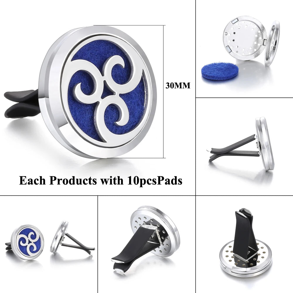 Aromatherapy Jewelry Car Perfume Diffuser Clip 30mm Flower Tree of Life Perfume Essential Oil Diffuser Locket Pendant Necklace