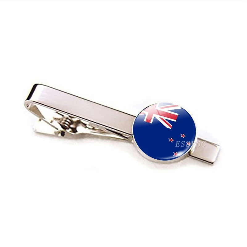 30 Countries National Flag Tie Clips Men Metal Necktie USA Flag Clip Pins Button Wedding Suit Accessories