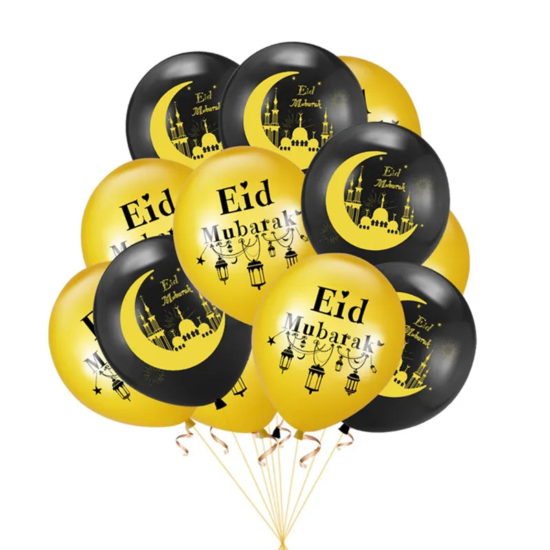 10Pcs Eid Mubarak Latex Balloon Ramadan Kareem Decoration Air Globos Ramadan Mubarak Muslim Islamic Festival Party Supplies 2024